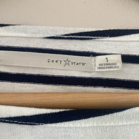 Grey State Millie Stripe Top Long Sleeve Spa White Midnight Navy Size 1 S - Picture 5 of 11
